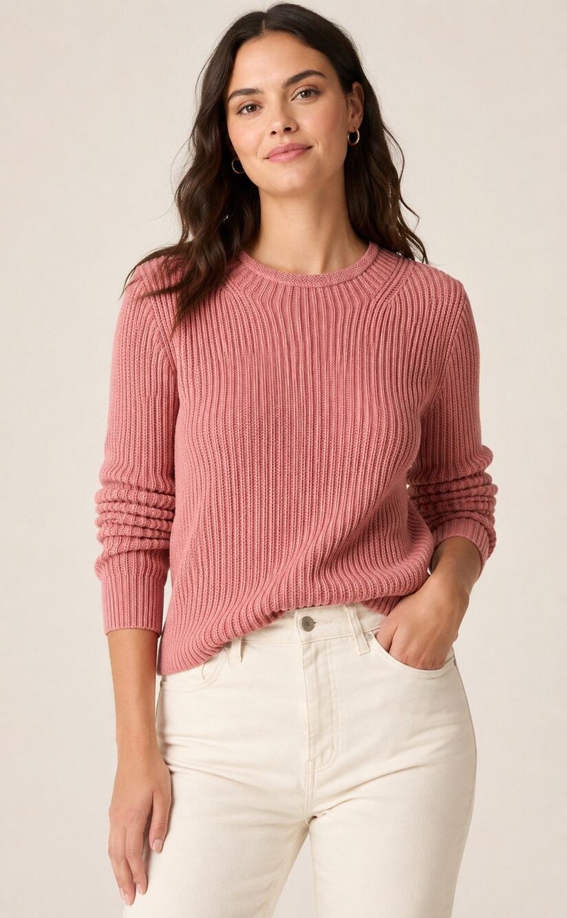 J.Crew Ribbed Cotton Crewneck Sweater Dusty Rose Pink Size Small